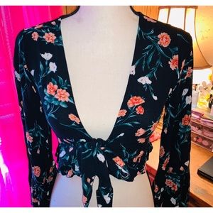 Crop Top Tie Together Floral Top